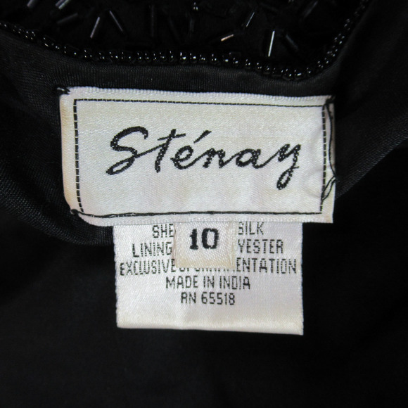 Vtg Stenay Black Beaded Evening Mermaid Dress Sz 10 Whimsigoth Prom Vamp 90s Y2K - Picture 2 of 14